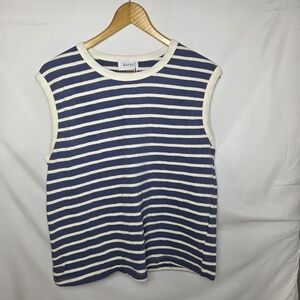 Korye Navy & Cream Striped Crewneck Sweater Vest